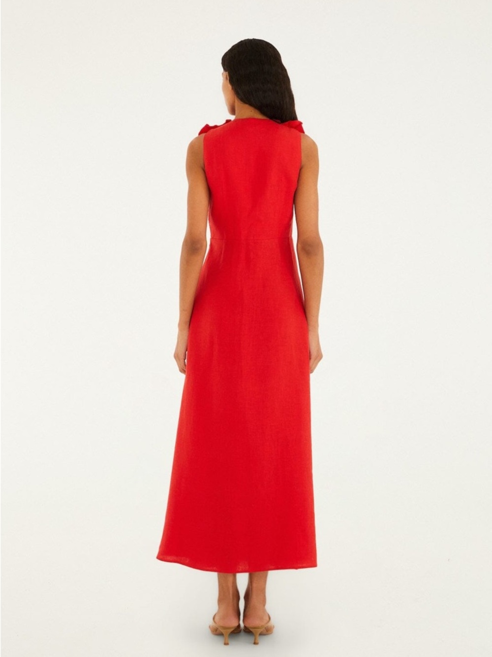 FARM Rio Bold Red Maxi Dress with Floral Neckline - Picture 2 of 15
